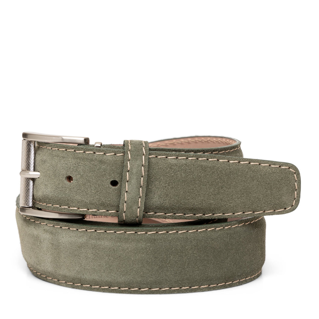 LEN Belt Italian Suede Olive with Vegetable Stitching STK