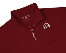 Load image into Gallery viewer, Holderness and Bourne Gamecock 1/4 Zip Pullover: Garnet with White Circle
