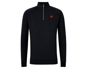 Holderness and Bourne Gamecock 1/4 Zip Pullover: Black with Garnet Circle