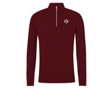 Load image into Gallery viewer, Holderness and Bourne Gamecock 1/4 Zip Pullover: Garnet with White Circle
