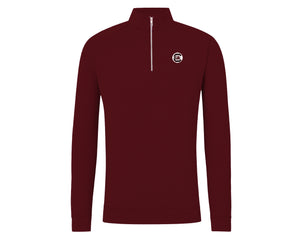 Holderness and Bourne Gamecock 1/4 Zip Pullover: Garnet with White Circle