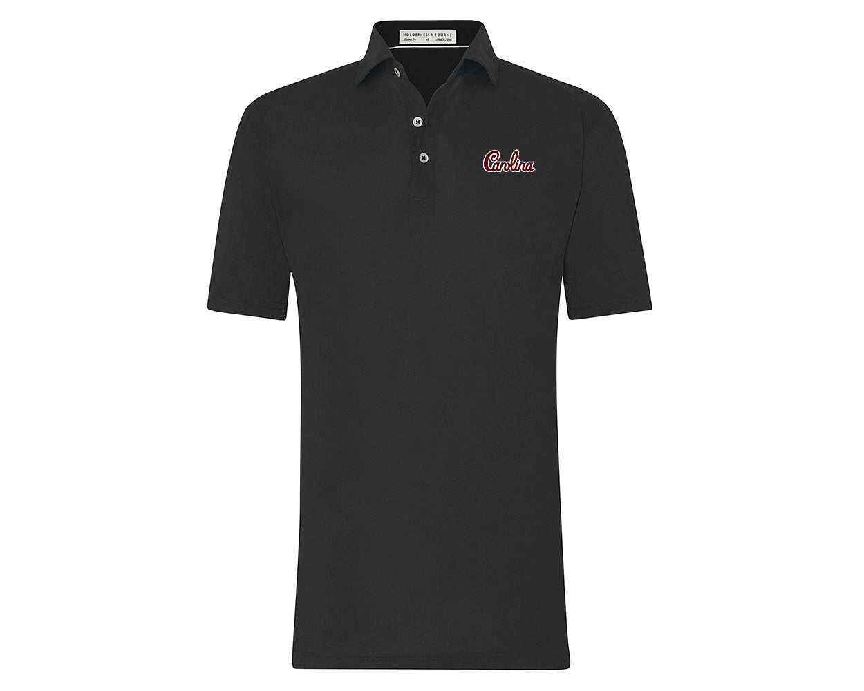Holderness and Bourne Gamecock Polo: Black with Script