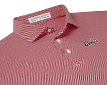 Load image into Gallery viewer, Holderness and Bourne Gamecock Polo: Garnet Stripe with Script
