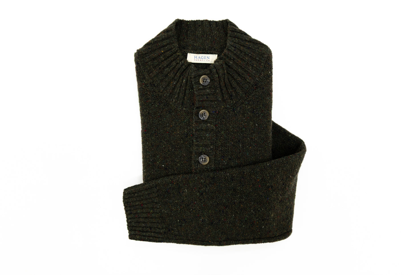 Hagen Purl Stitch Button Mock Sweater