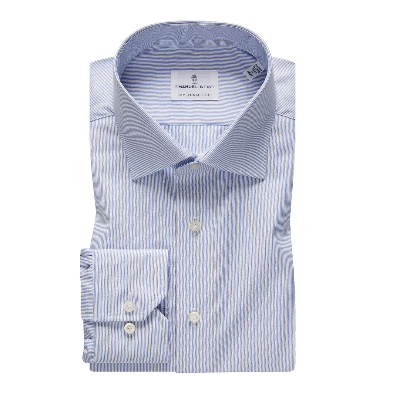 Emanuel Berg Blue and White Striped Dress Shirt