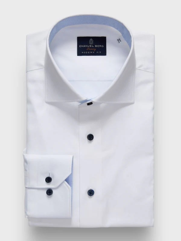 Emanuel Berg Yoga Twill Luxury Dress Shirt White / 42