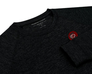 Holderness and Bourne Gamecock Crewneck Pullover: Black with Garnet Circle