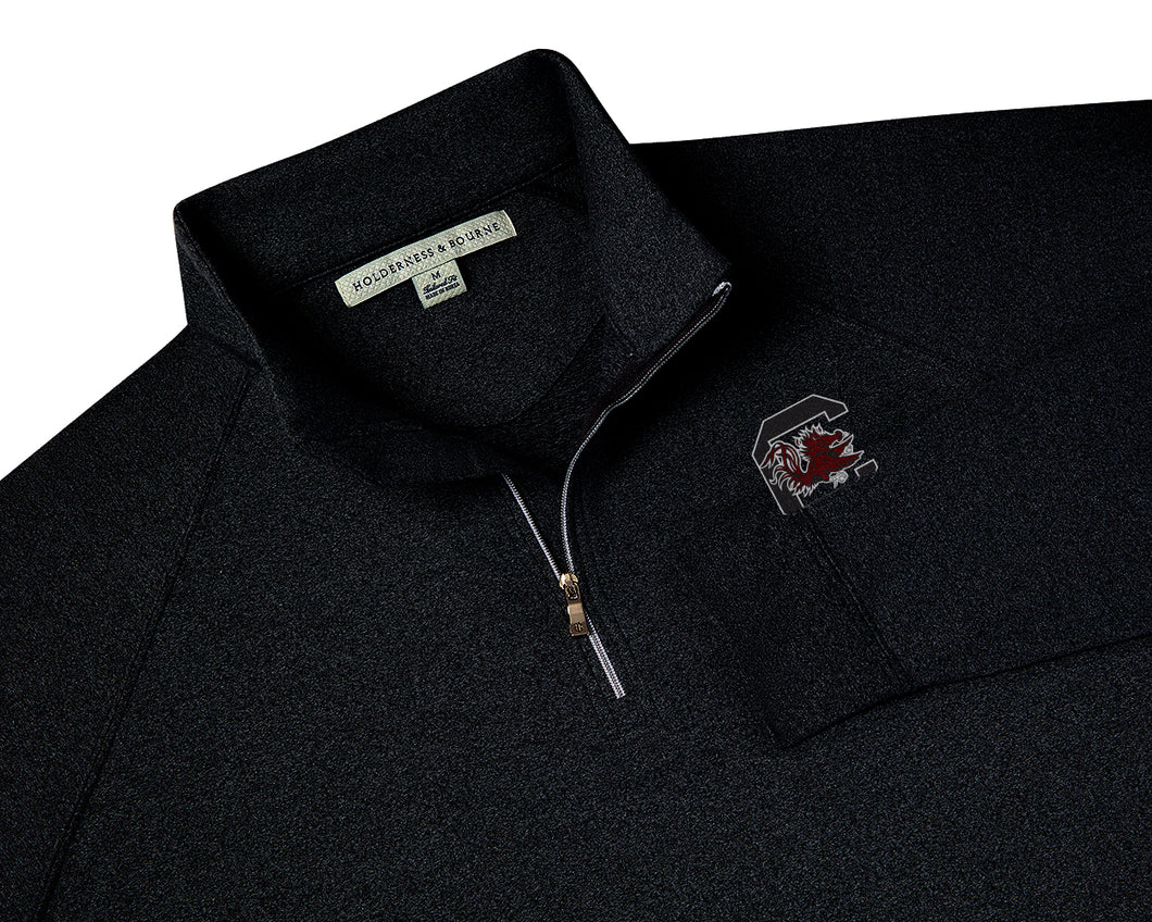 Holderness and Bourne Gamecock 1/4 Zip Pullover: Black with Block C