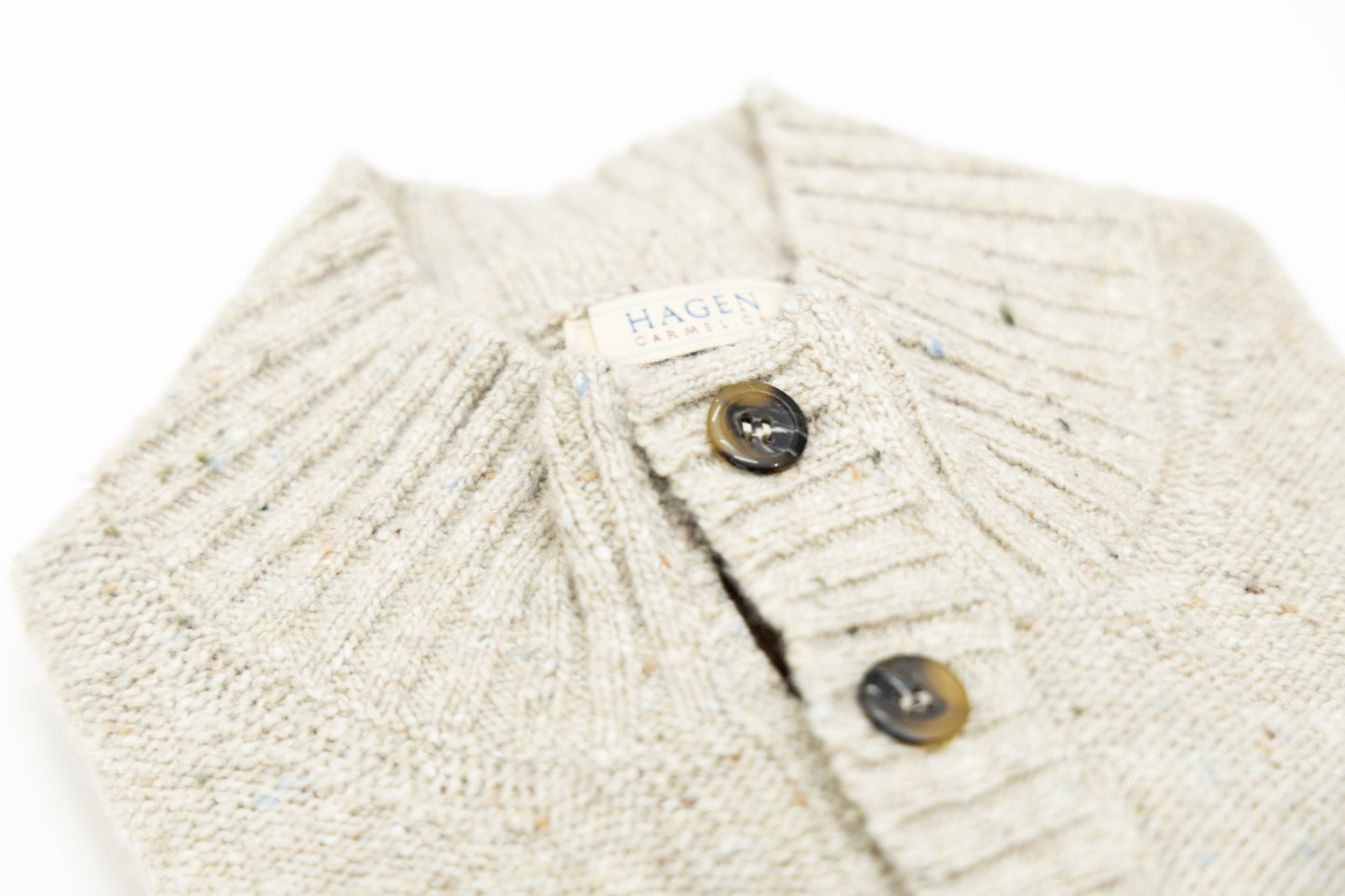 Hagen Purl Stitch Button Mock Sweater