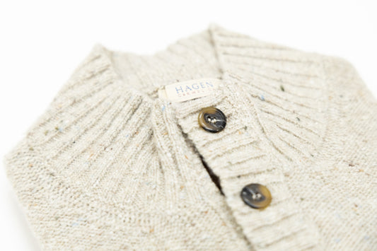 Hagen Purl Stitch Button Mock Sweater