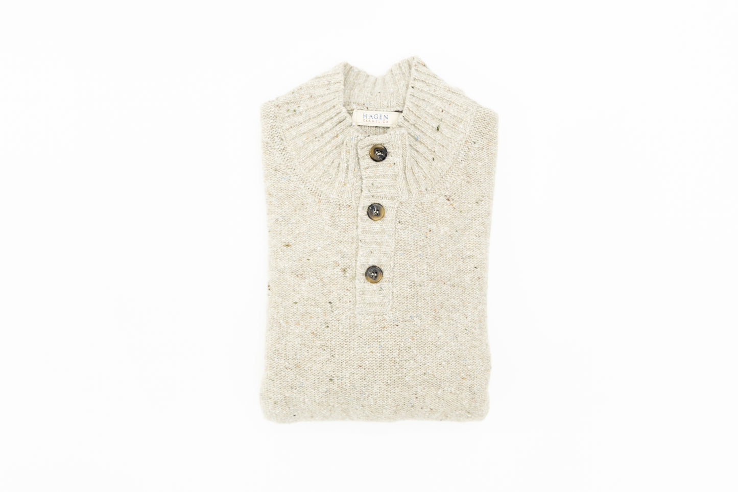 Hagen Purl Stitch Button Mock Sweater