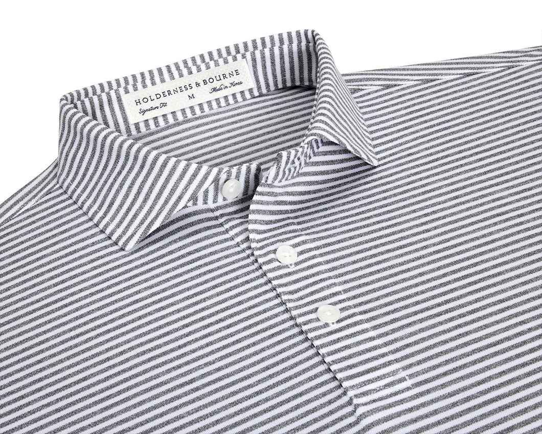 Holderness & Bourne Grey Striped GC Polo Script