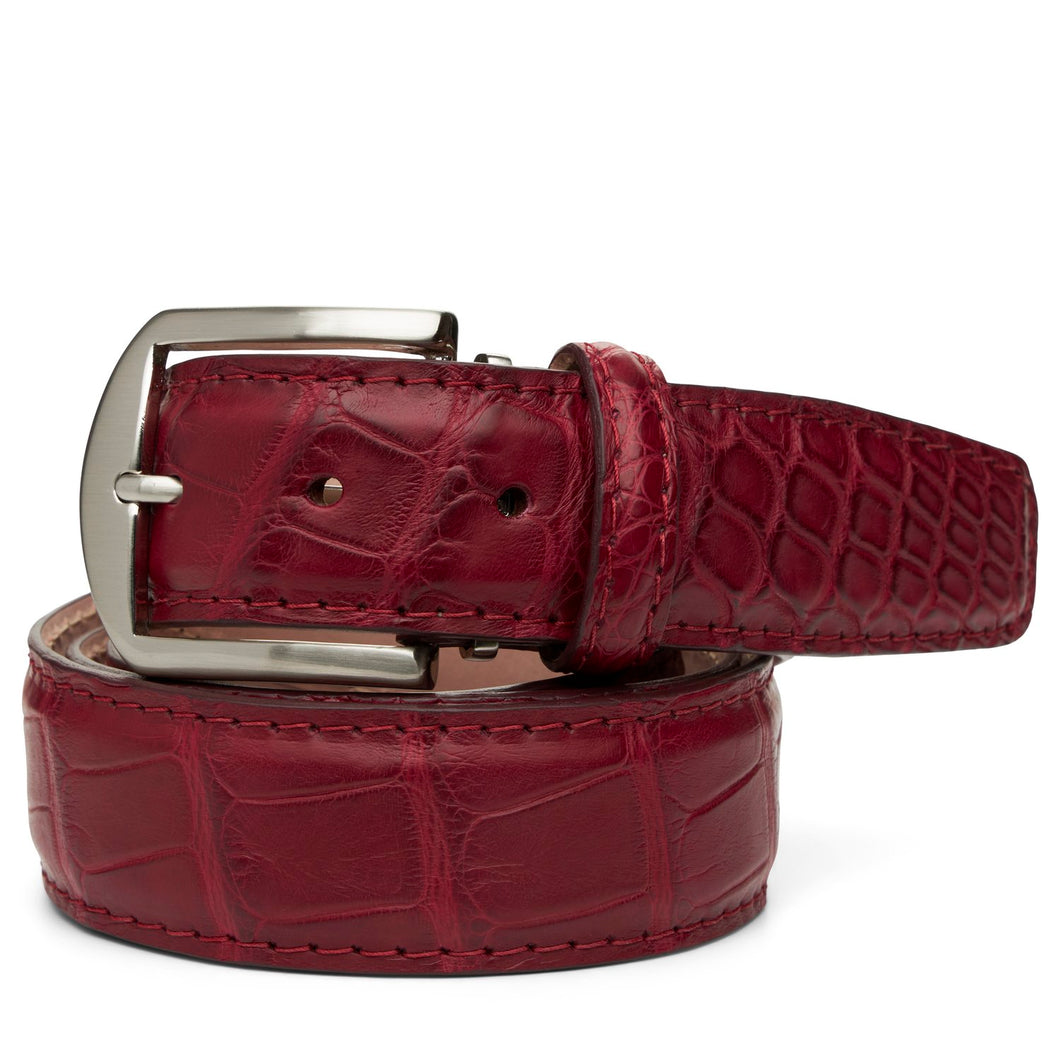 LEN Belt American Alligator Oxblood STK Custom