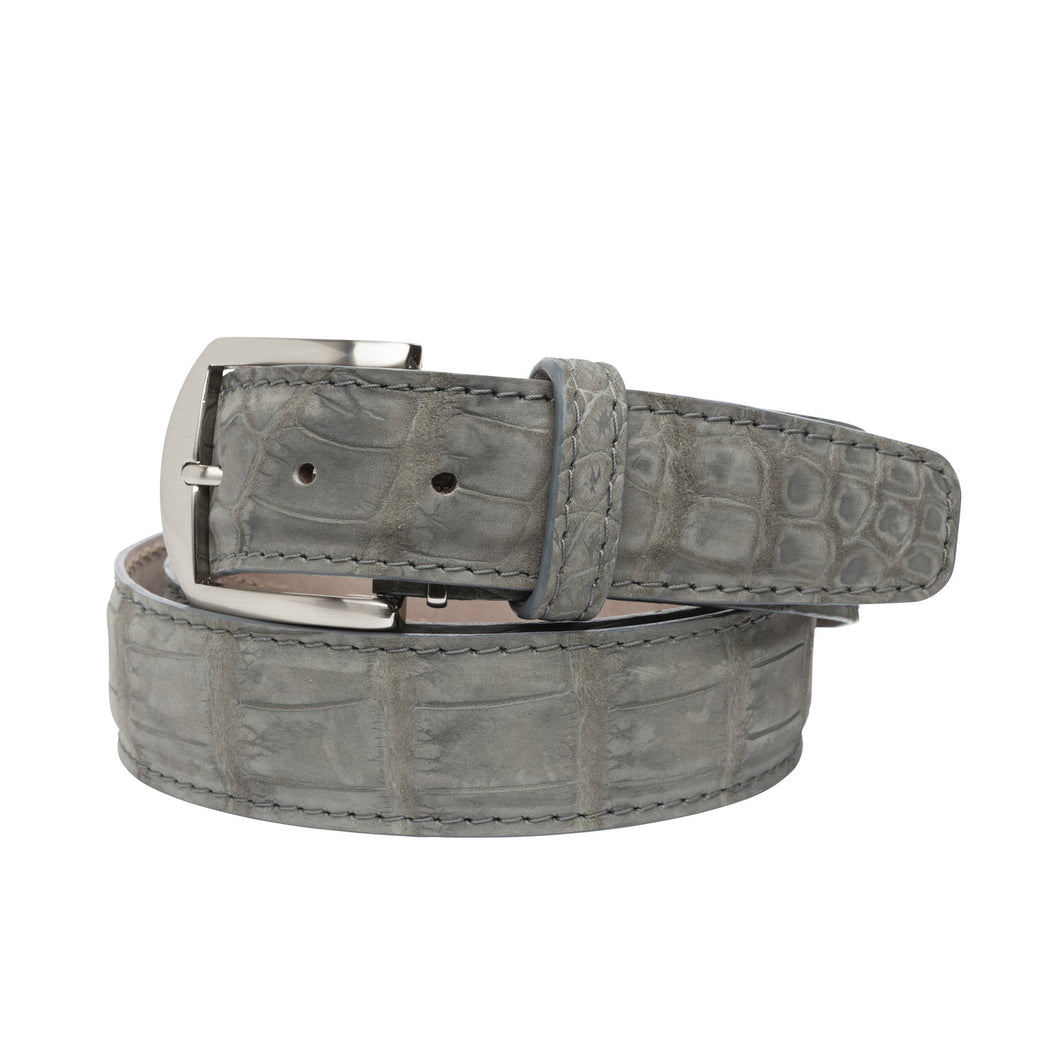 LEN Belt Buffed Alligator 40MM Gravel w/ Matching Edge and Stitch STK ...