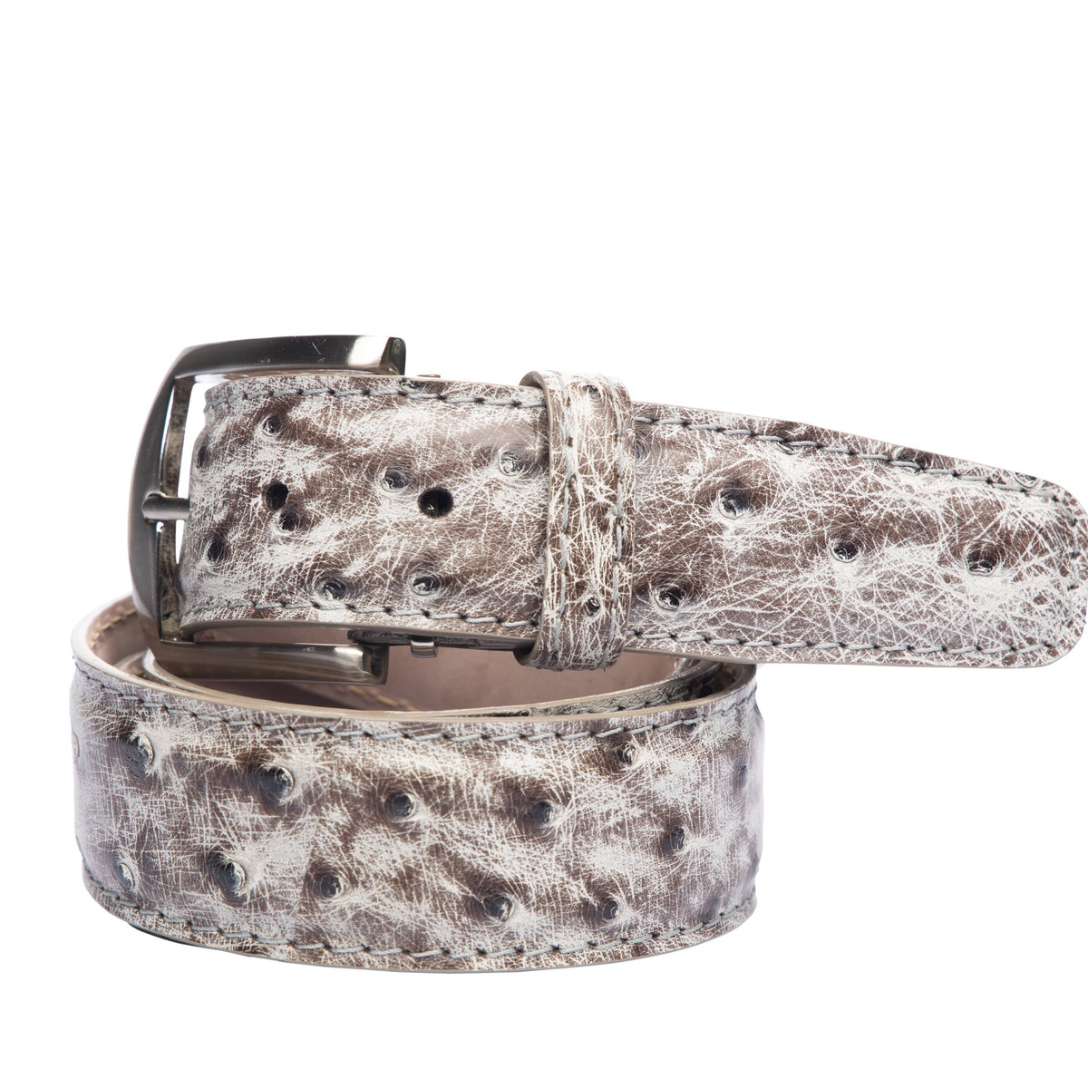 LEN Belt Genuine Ostrich Smoke STK – BP Skinner Clothiers