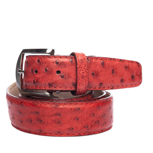 LEN Belt Genuine Ostrich Antique Red STK