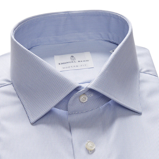 Emanuel Berg Blue and White Striped Dress Shirt