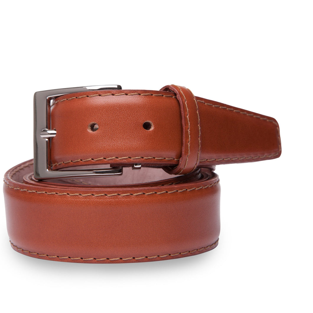 LEN Belt French Calf Cognac w/ Cognac Stitching STK